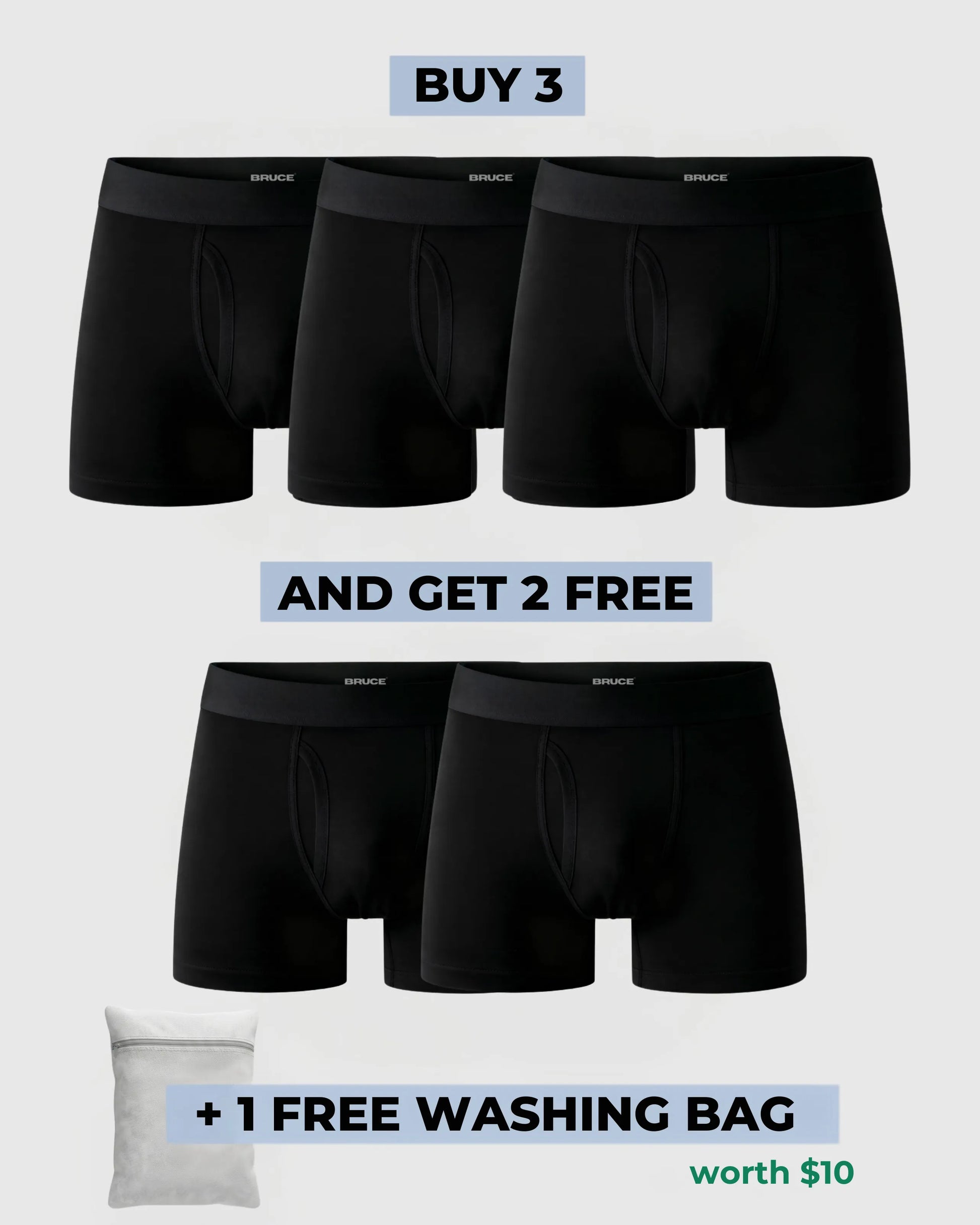 Bruce's Signature Leakproof Boxers (3+2 FREE)