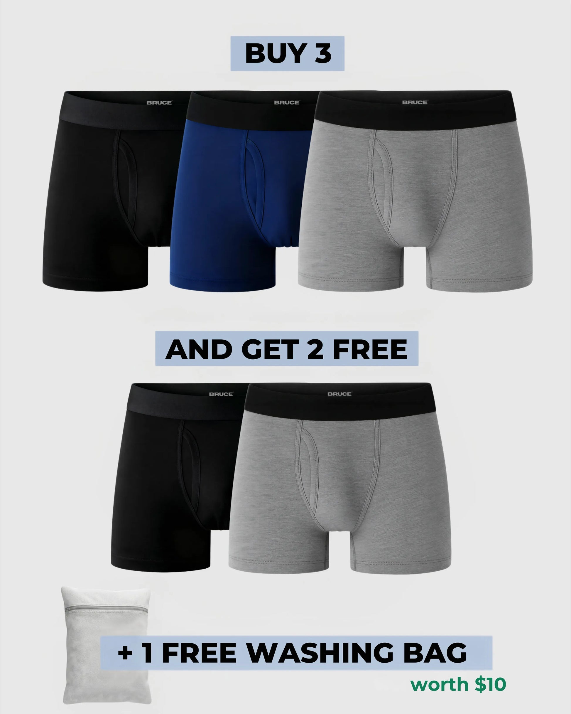 Bruce's Signature Leakproof Boxers (3+2 FREE)