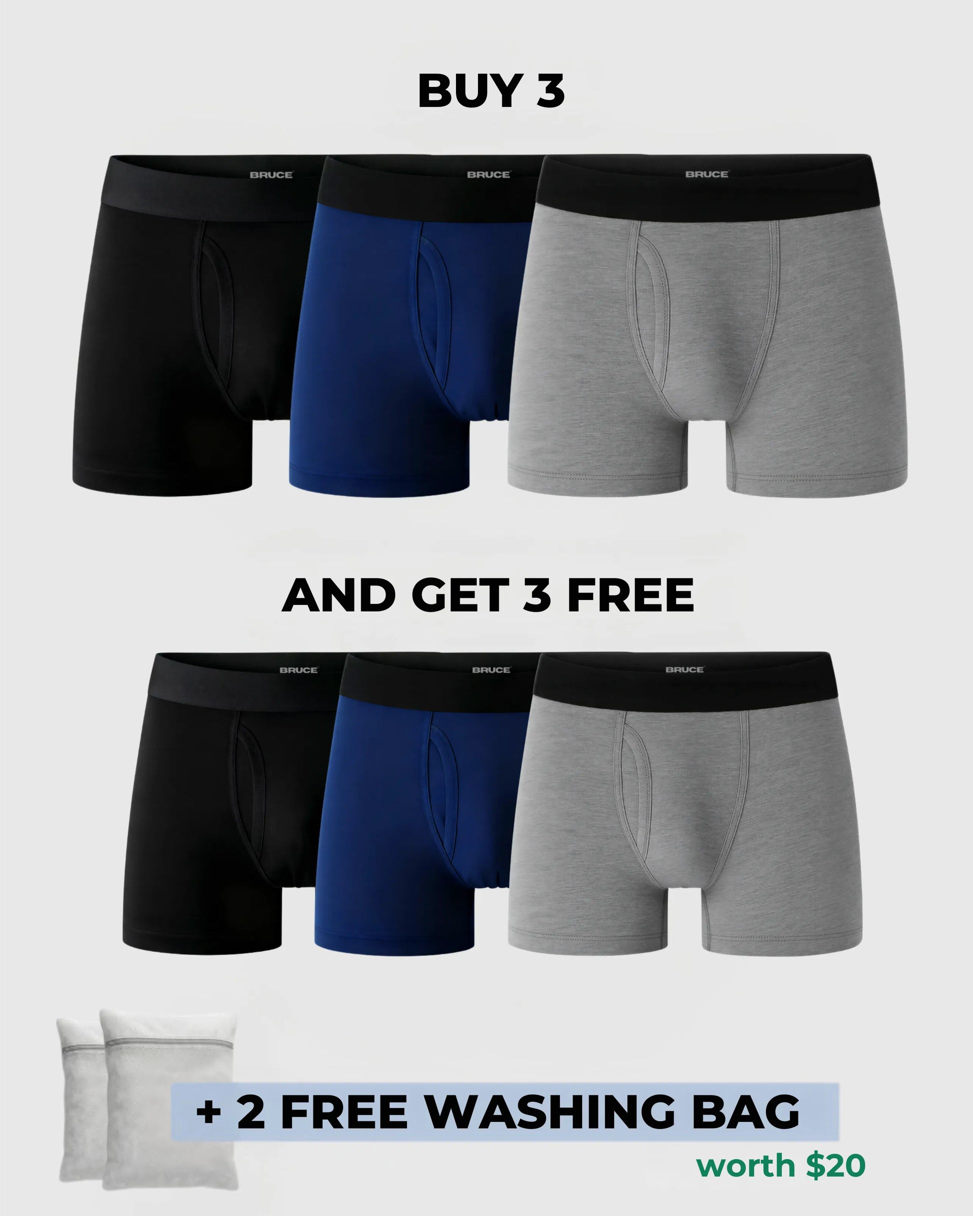 Bruce's Signature Leakproof Boxers (3+3 FREE)